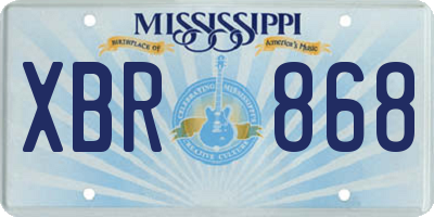 MS license plate XBR868