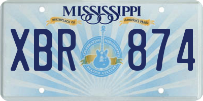 MS license plate XBR874