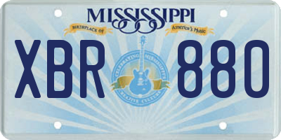 MS license plate XBR880