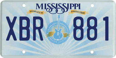MS license plate XBR881
