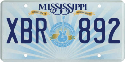 MS license plate XBR892