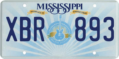 MS license plate XBR893