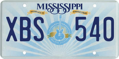 MS license plate XBS540