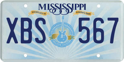 MS license plate XBS567