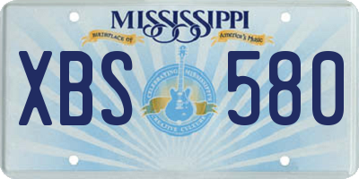 MS license plate XBS580