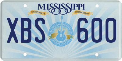 MS license plate XBS600