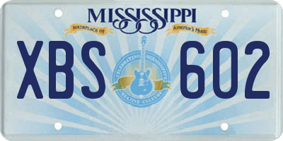 MS license plate XBS602