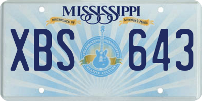 MS license plate XBS643