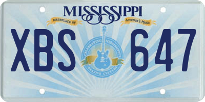 MS license plate XBS647