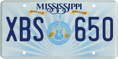 MS license plate XBS650