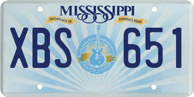 MS license plate XBS651