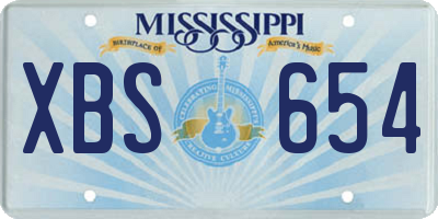 MS license plate XBS654