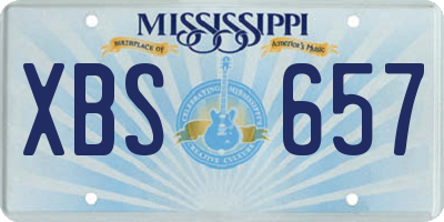 MS license plate XBS657