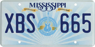 MS license plate XBS665