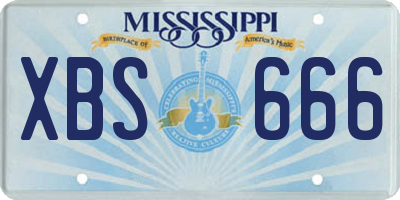 MS license plate XBS666