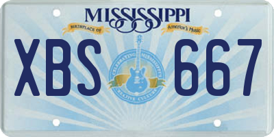 MS license plate XBS667