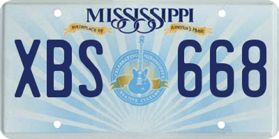 MS license plate XBS668