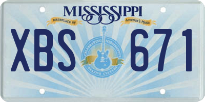 MS license plate XBS671