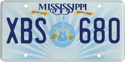 MS license plate XBS680