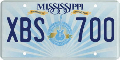 MS license plate XBS700