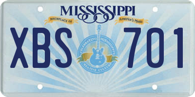 MS license plate XBS701