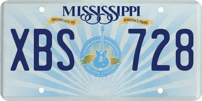 MS license plate XBS728