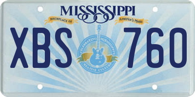 MS license plate XBS760