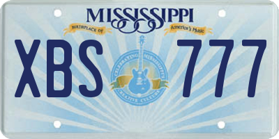 MS license plate XBS777