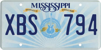 MS license plate XBS794