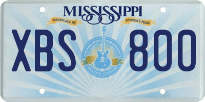 MS license plate XBS800