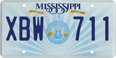 MS license plate XBW711