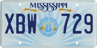 MS license plate XBW729