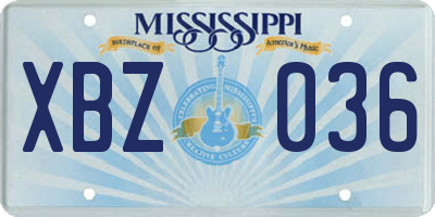 MS license plate XBZ036