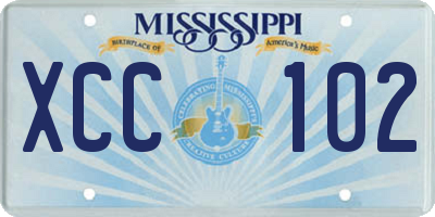 MS license plate XCC102