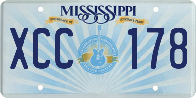 MS license plate XCC178