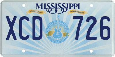 MS license plate XCD726