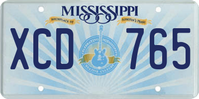 MS license plate XCD765
