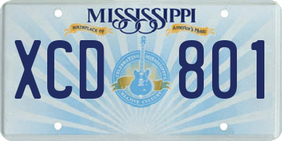 MS license plate XCD801