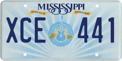 MS license plate XCE441