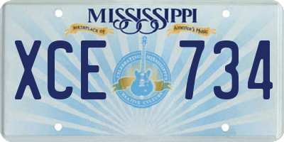 MS license plate XCE734