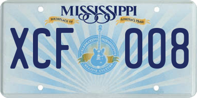 MS license plate XCF008