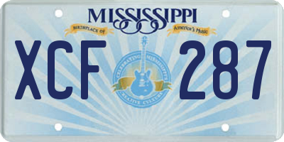 MS license plate XCF287