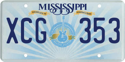 MS license plate XCG353