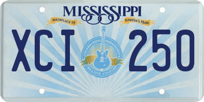 MS license plate XCI250