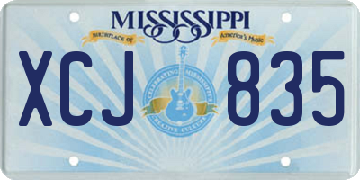 MS license plate XCJ835