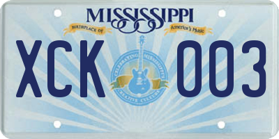 MS license plate XCK003