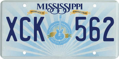 MS license plate XCK562