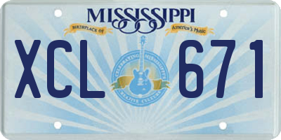 MS license plate XCL671