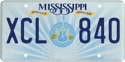 MS license plate XCL840