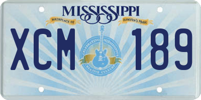 MS license plate XCM189